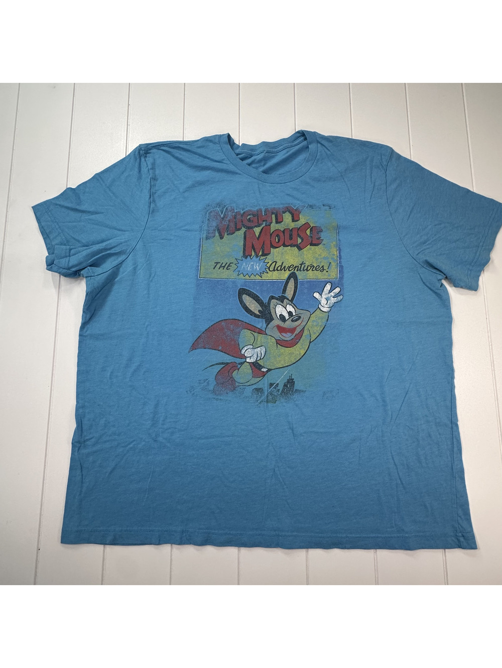 Vintage Mighty Mouse The New Adventures Blue Graphic T-Shirt
